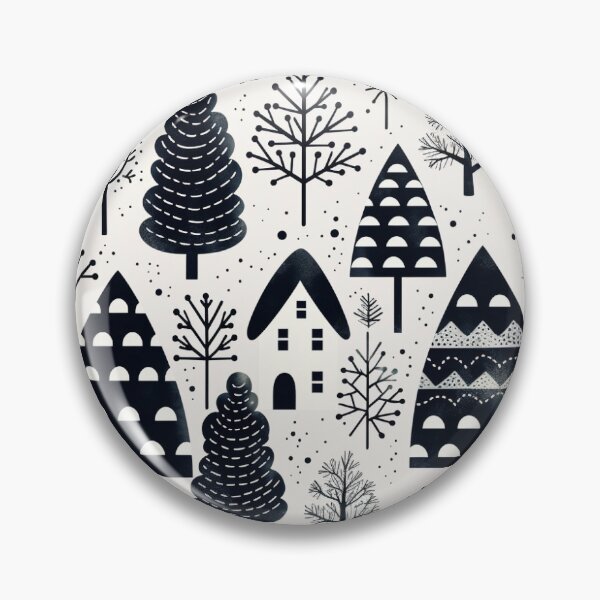 Item preview, Scandi Nordic Woodcut Winter Village Christmas Scene designed and sold by Fern-and-Fyre.