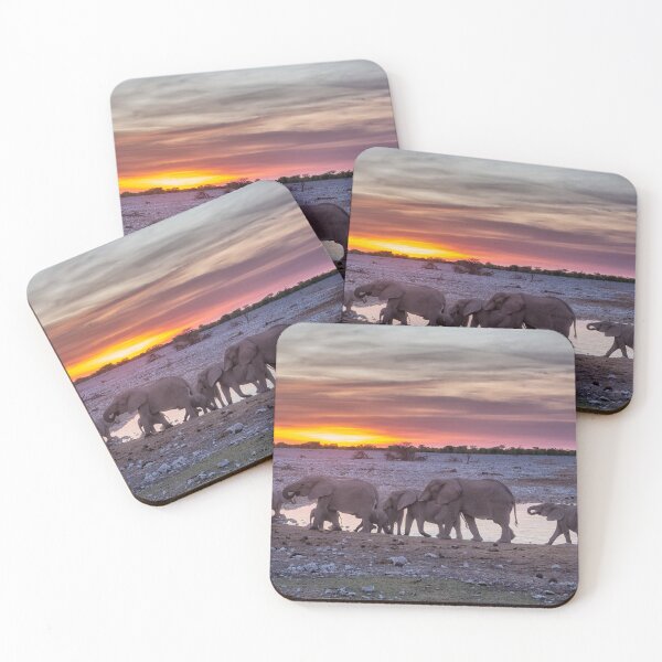 Item preview, Elephant Herd at Okaukuejo Waterhole at Sunset designed and sold by Belinda Greb Photography.