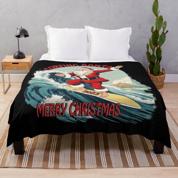 Item preview, Vintage Surfing Santa. Merry Christmas. Retro Santa riding Waves designed and sold by leyfinder.