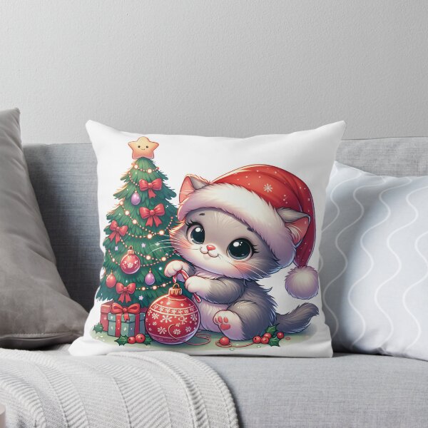 Item preview, A cute kitten is decorating the Christmas tree. designed and sold by Wroblito.