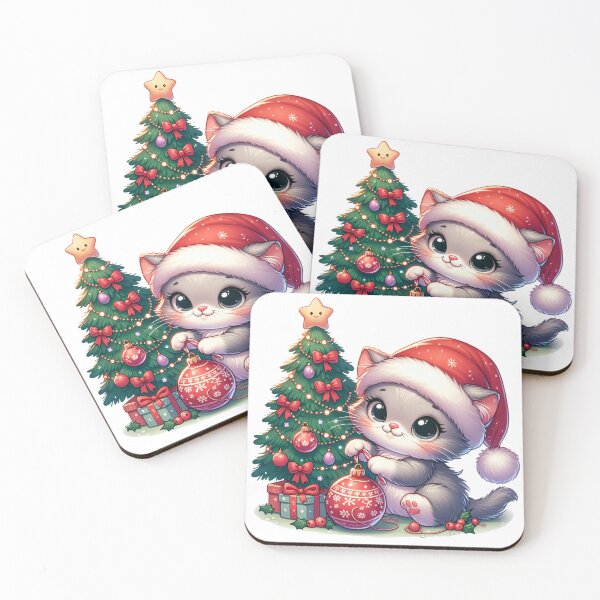 Item preview, A cute kitten is decorating the Christmas tree. designed and sold by Wroblito.