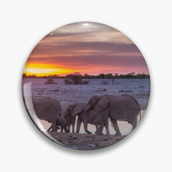 Item preview, Elephant Herd at Okaukuejo Waterhole at Sunset designed and sold by Belinda Greb Photography.