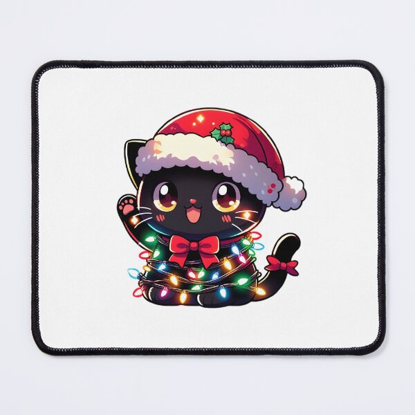 Item preview, Luminous Feline Finesse: Black Cat Christmas Tree Lights designed and sold by Risqe.