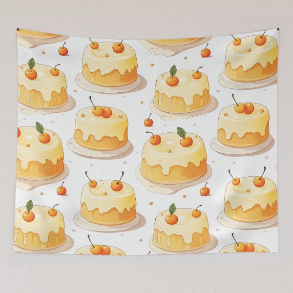 Item preview, Cute custard pudding cake in seamless pattern. designed and sold by Whiteblueshop.