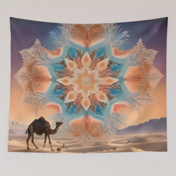 Item preview, Giant snowflake above a desert landscape designed and sold by AI-Only Creations.