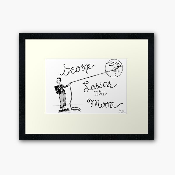 Pencil Drawing Titled Lasso the Moon from Its a Wonderful Life Framed Art Print