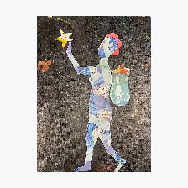 Item preview, Cosmic lady hanging stars multimedia piece designed and sold by susanmercuria.