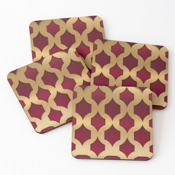 Item preview, Fancy red and gold geometric pattern  designed and sold by Roxburylane.
