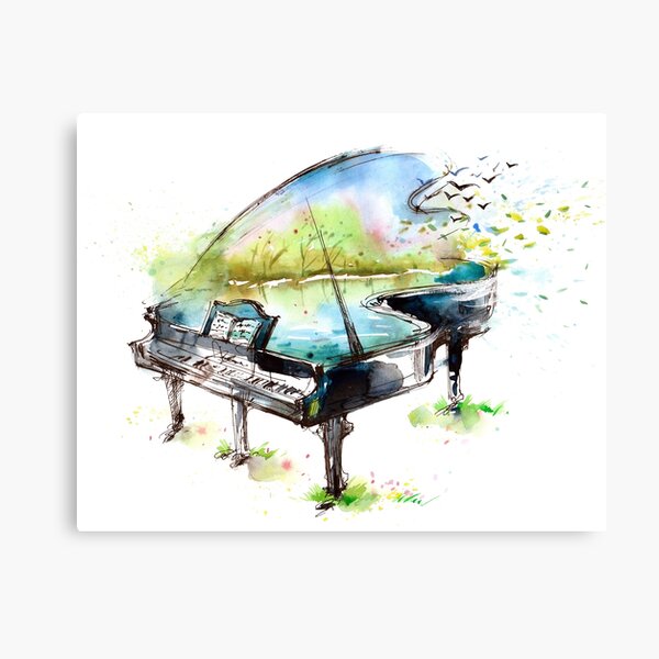 Watercolor Piano Canvas Print