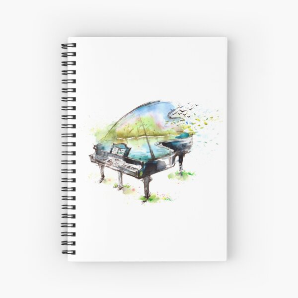 Watercolor Piano Spiral Notebook