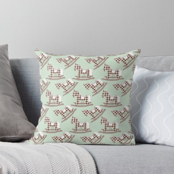 Item preview, Gingham Rocking Horse on Pastel Green Pattern designed and sold by Artistestella.