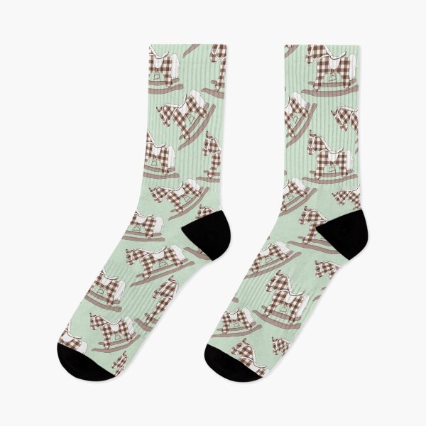 Item preview, Gingham Rocking Horse on Pastel Green Pattern designed and sold by Artistestella.