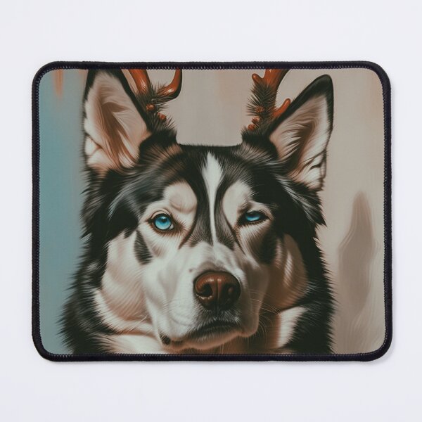 Item preview, Cute Christmas dog (husky) with antlers / funny dog designed and sold by solixsparkle.