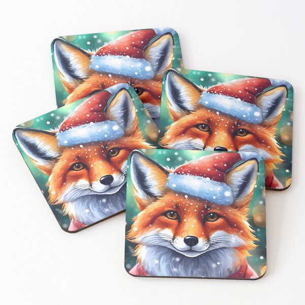 Item preview, Red Fox with santa hat and christmas sweater, illustration designed and sold by emaotx.