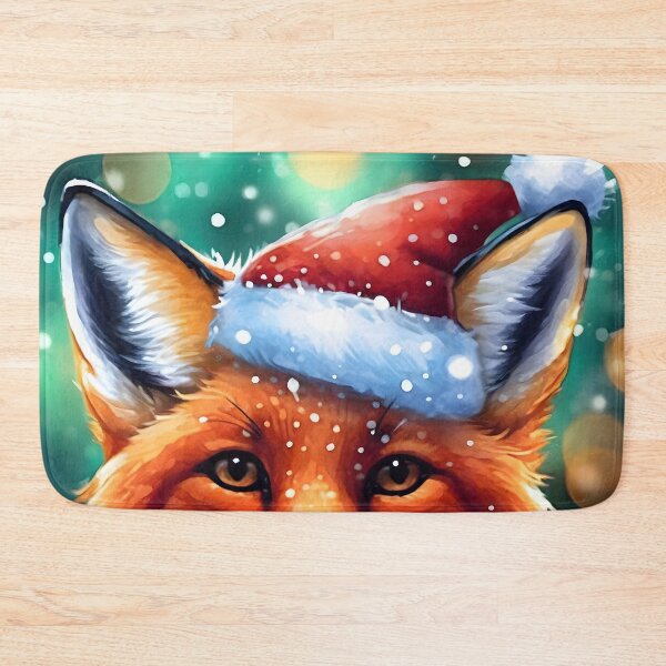 Item preview, Red Fox with santa hat and christmas sweater, illustration designed and sold by emaotx.