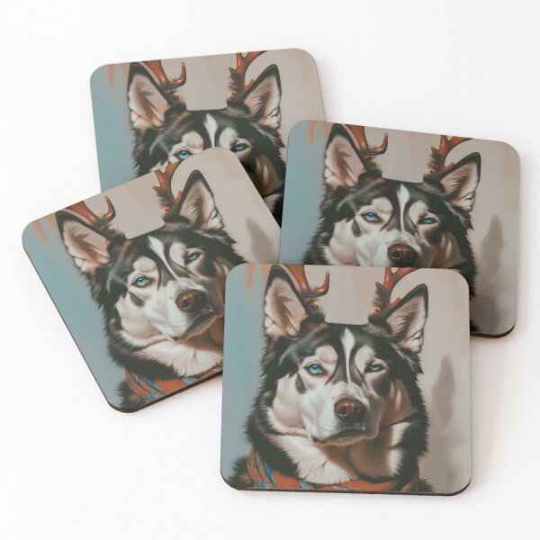 Item preview, Cute Christmas dog (husky) with antlers / funny dog designed and sold by solixsparkle.