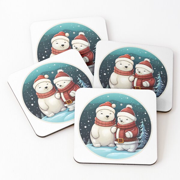 Artikelvorschau, Festliche Eisbären - Weihnachtsaufkleber/-magnet entworfen und verkauft von ColorStudioArt.