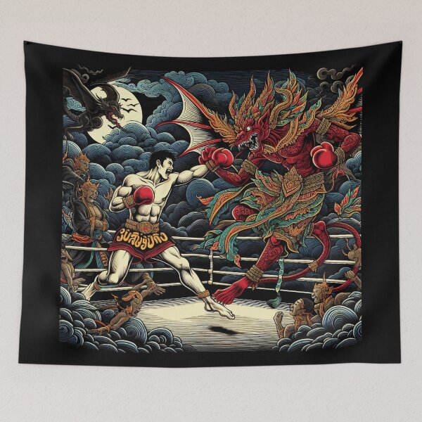 Item preview, Thaiboxing Nak Muay Thai Fight with the Demon designed and sold by RedDesignSyc.
