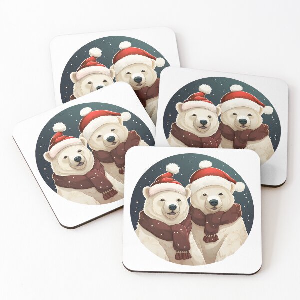 Artikelvorschau, Festliche Eisbären - Weihnachtsaufkleber/-magnet entworfen und verkauft von ColorStudioArt.