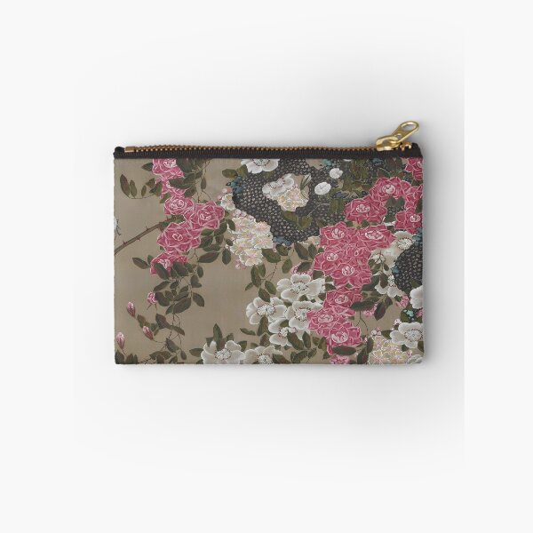 Item preview, Enhanced edition without blue frame: Roses and Small Bird  by Ito Jakuchu designed and sold by EmeraldeaArt.