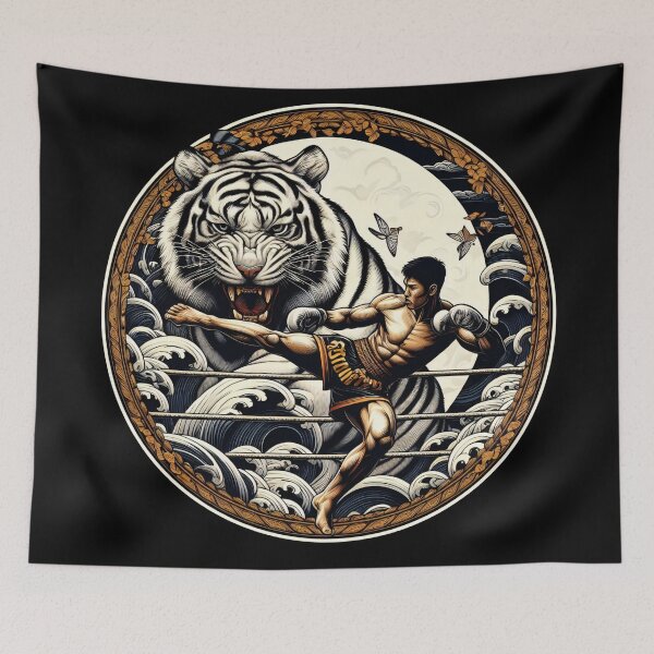 Item preview, Thaiboxing Nak Muay Thai Fight Golden Tiger designed and sold by RedDesignSyc.
