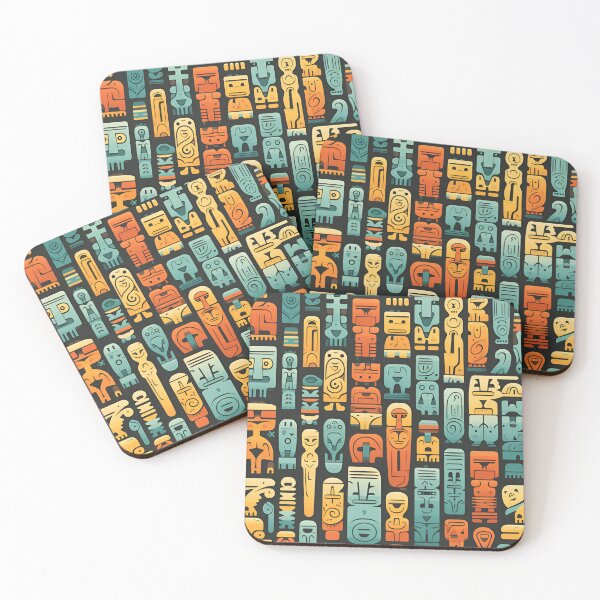 Item preview, Retro Easter Island Statues like pattern designed and sold by Sp3ctrumOfColor.