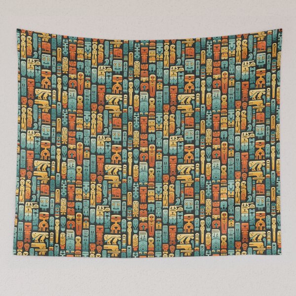 Item preview, Retro Easter Island Statues like pattern designed and sold by Sp3ctrumOfColor.