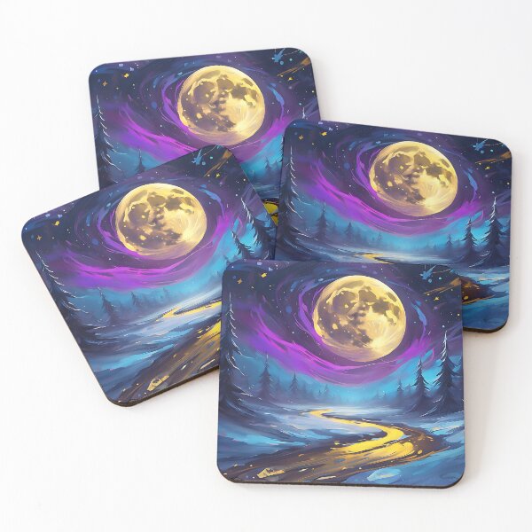 Item preview, Colorful Moon Glow Over a Winter River designed and sold by MotleyPlay.