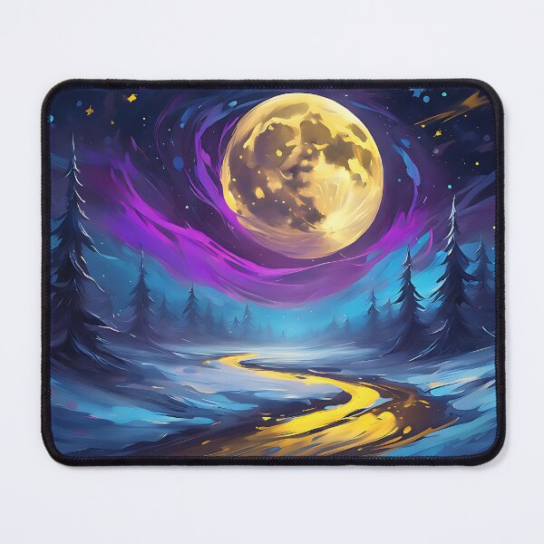 Item preview, Colorful Moon Glow Over a Winter River designed and sold by MotleyPlay.