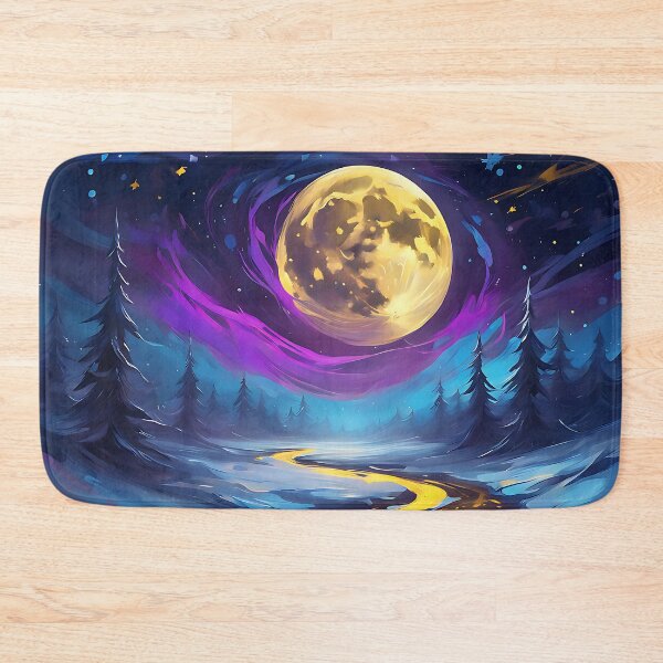 Item preview, Colorful Moon Glow Over a Winter River designed and sold by MotleyPlay.