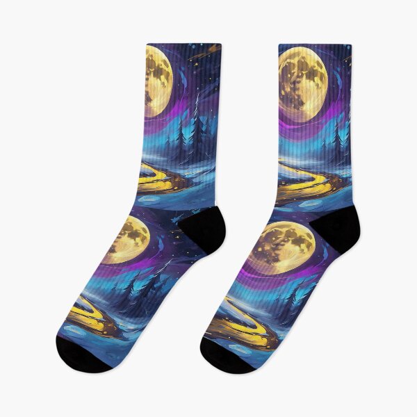 Item preview, Colorful Moon Glow Over a Winter River designed and sold by MotleyPlay.