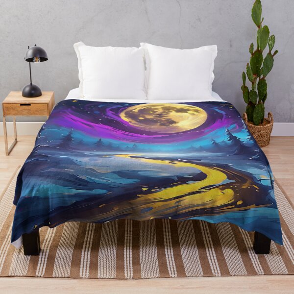 Item preview, Colorful Moon Glow Over a Winter River designed and sold by MotleyPlay.