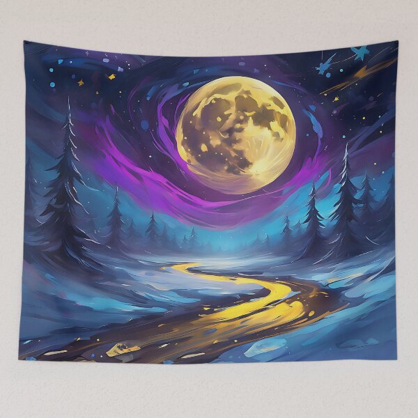 Item preview, Colorful Moon Glow Over a Winter River designed and sold by MotleyPlay.