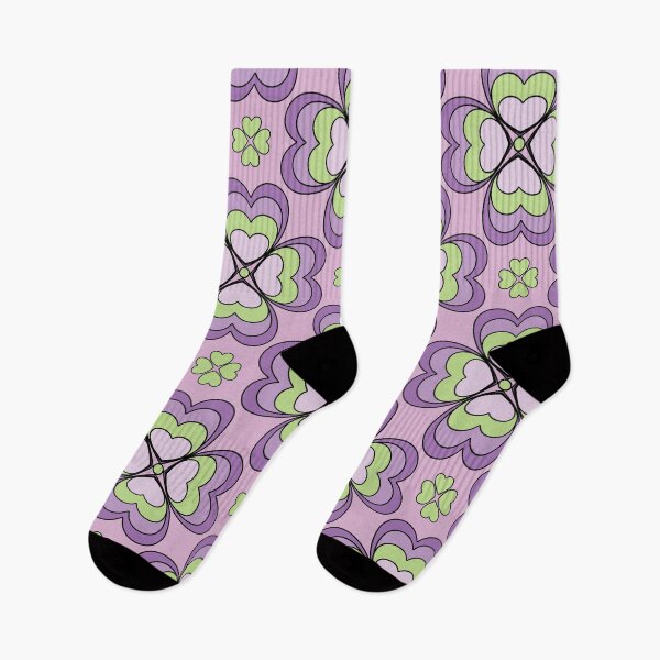 Item preview, Retro Hearts with a Boho Vibe in Mellow Lilac and Lime designed and sold by Aureusglow.