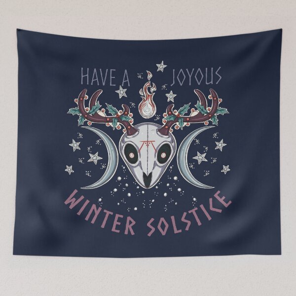 Item preview, Have a Joyous Winter Solstice | Spooky Yule Deer Skull Cool Tones designed and sold by Karli Mogen.