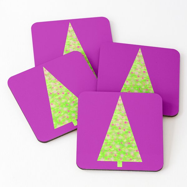 Item preview, Watercolor Christmas tree, vivid colors, intense green and pink. designed and sold by My-fake-places.