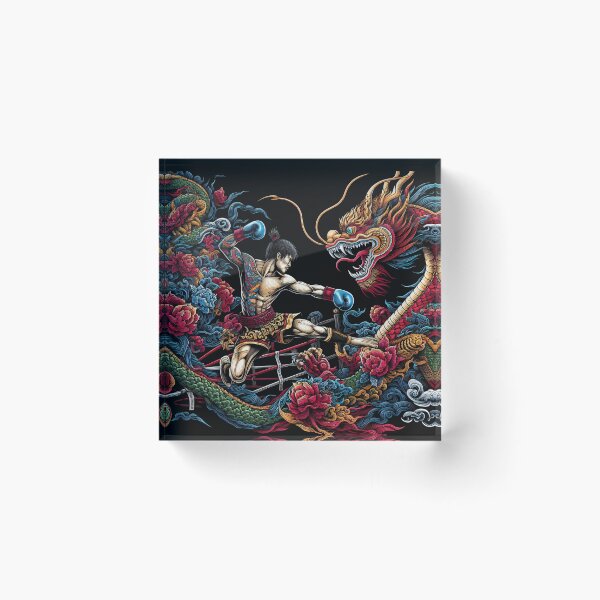 Item preview, Thaiboxing Nak Muay Fight with the Dragon designed and sold by RedDesignSyc.