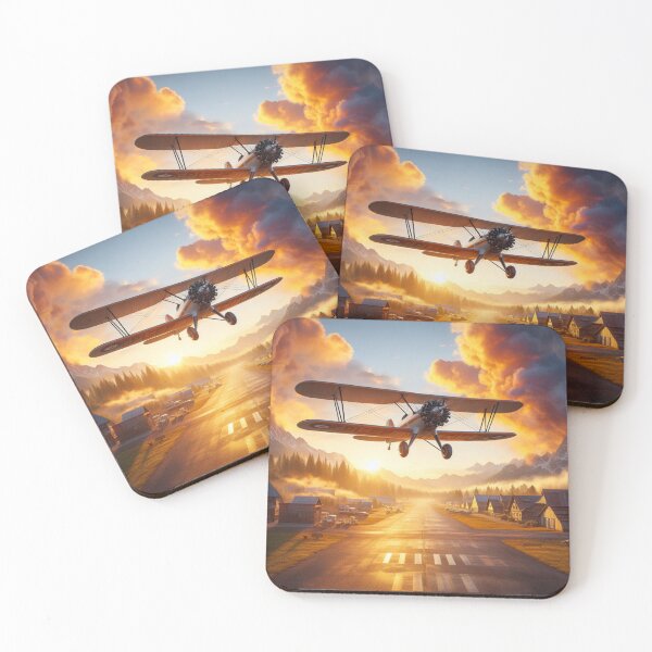 Item preview, Vintage Biplane Sunrise Takeoff designed and sold by BLGeiger2023.