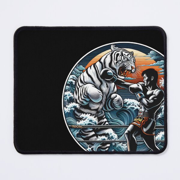 Item preview, Kickboxing Muay Thai Fighter White Tiger Wave designed and sold by RedDesignSyc.