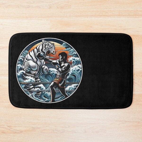 Item preview, Kickboxing Muay Thai Fighter White Tiger Wave designed and sold by RedDesignSyc.