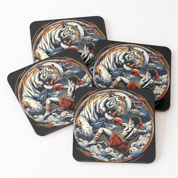 Item preview, Kickboxing Muay Thai Fighter Tiger Circle Design designed and sold by RedDesignSyc.