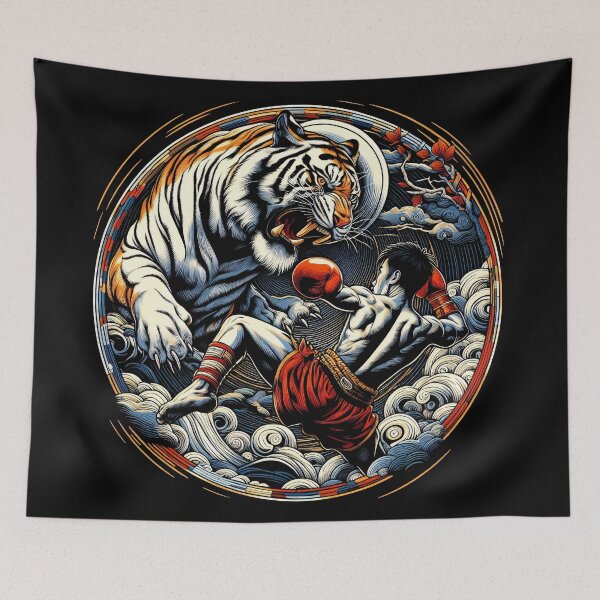 Item preview, Kickboxing Muay Thai Fighter Tiger Circle Design designed and sold by RedDesignSyc.