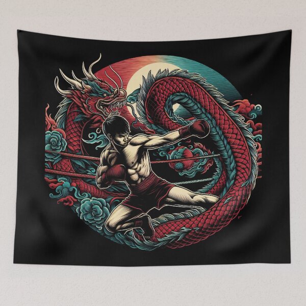 Item preview, Kickboxing Muay Thai Fighter Red Dragon designed and sold by RedDesignSyc.