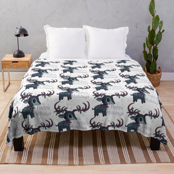 Item preview, Happy Holidays | Cute Yule Deer Blue designed and sold by Karli Mogen.