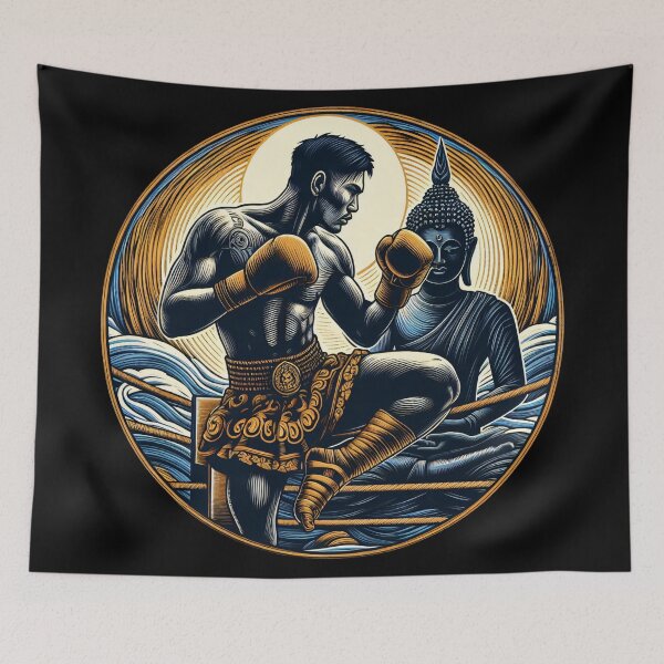 Item preview, Kickboxing Muay Thai Fighter Golden Buddha designed and sold by RedDesignSyc.