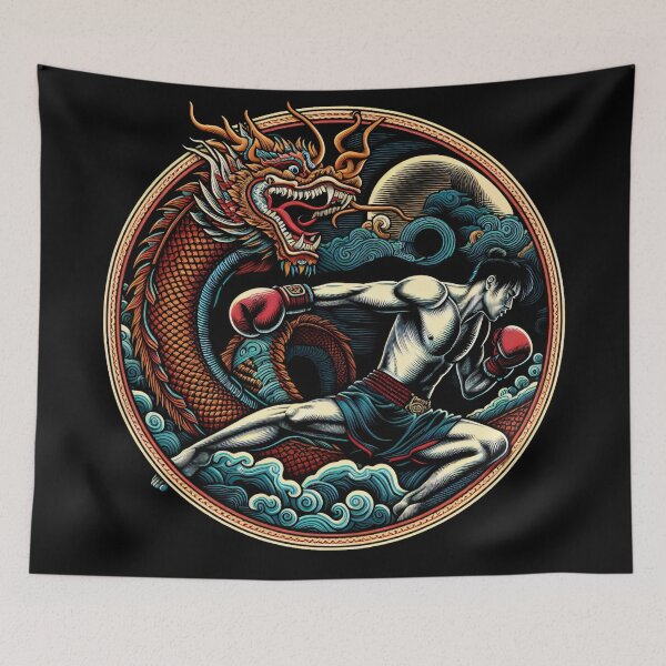 Item preview, Kickboxing Muay Thai Dragon Fighter designed and sold by RedDesignSyc.