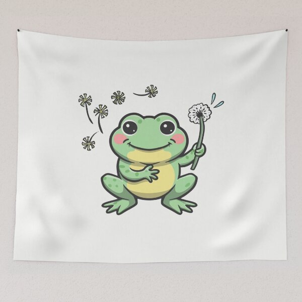 Item preview, Cute Cartoon Frog Holding a Dandelion designed and sold by CraftedRealm.