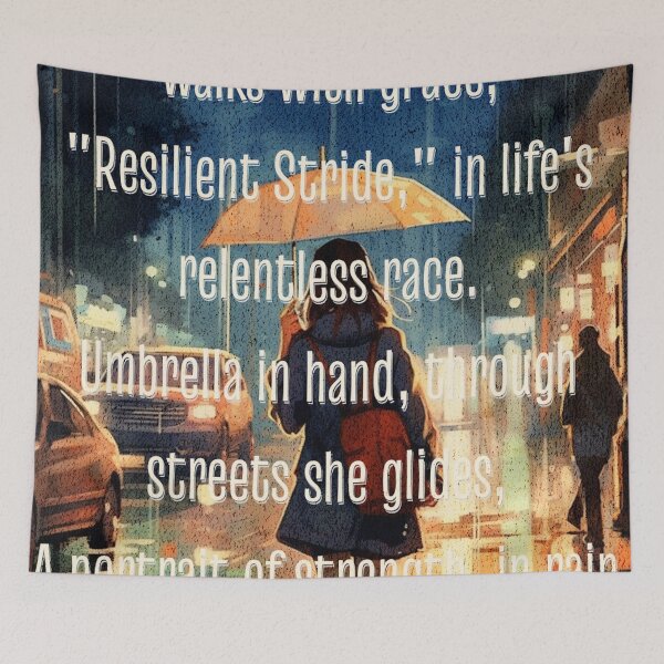 Item preview, Resilient Stride | Woman Walking in Rain designed and sold by FairX.