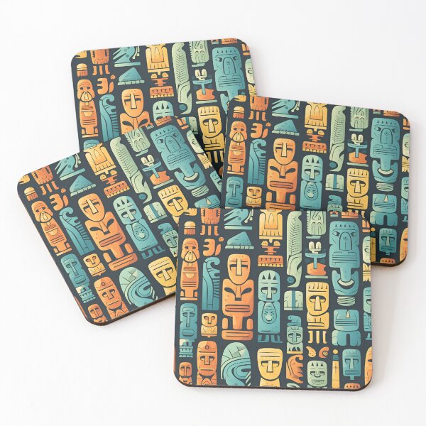 Item preview, Cartoon Easter Island Statues like pattern designed and sold by Sp3ctrumOfColor.