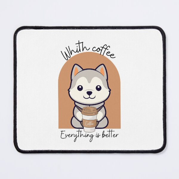 Item preview, Siberian husky drinking coffee designed and sold by amaria56.